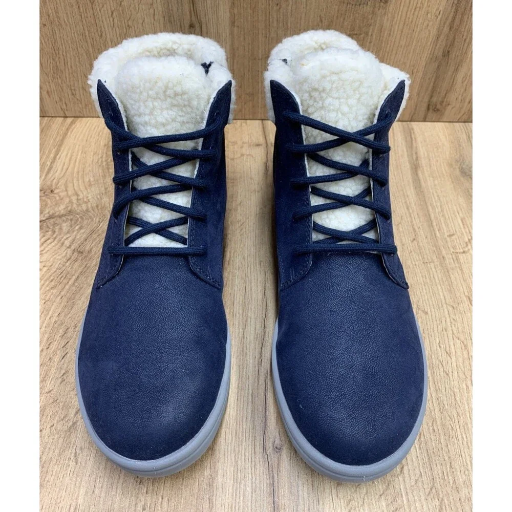Cloudsteppers By Clarks Boots Step Flow Jay Faux Lined  Zip Lace Up Navy  10 M